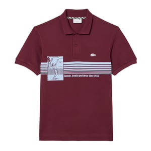 Lacoste Klassiek poloshirt voor heren van biologisch katoen, vervaardigd in Frankrijk (Rood)