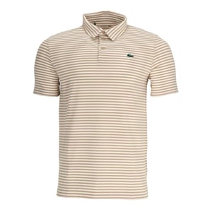 Lacoste Heren Gestreepte Ultra Dry Logo Korte Mouwen Polo Shirt (Oranje/Wit)
