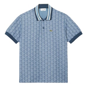 Lacoste Polohemd voor heren met monogram in jacquard (Blauw)