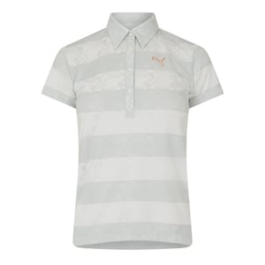 Puma Poloshirt met gestreepte rand voor dames (Grijs/Wit)