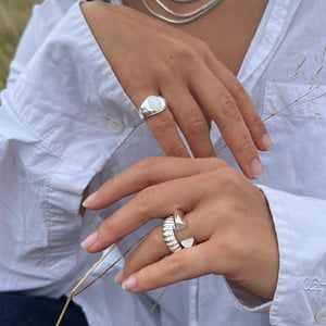 Sterling Silver Chunky Opal and CZ Ring