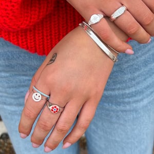 Sterling Silver Red Enamel Signet Ring