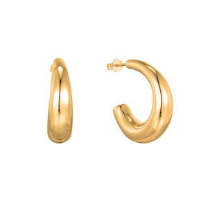18ct Gold Plated Puffy Half Hoop Studs