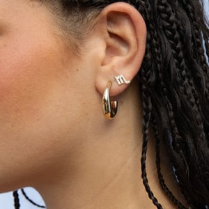 18ct Gold Plated Puffy Half Hoop Studs