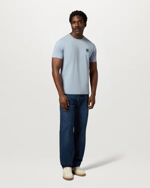 Short Sleeve Logo Detail T-Shirt in Pale Blue