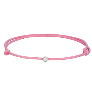Sterling Silver Pink Cord CZ Bracelet