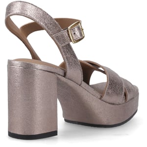Hush Puppies Ophelia Leather Heel Suede Women's Pewter Slim Fit Sandals