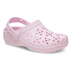 Crocs Classic Blommig Utskuren EVA Barn Rosa Mjölk Träskor