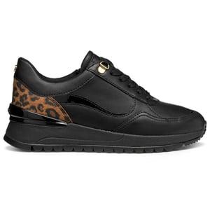 Geox D Desya A Leren Dames Zwarte Sneakers