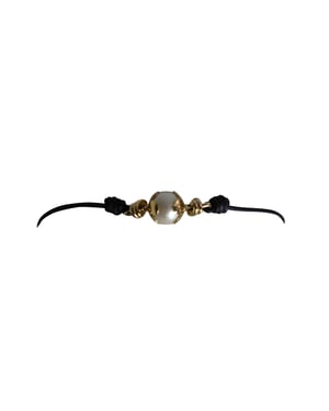 Louis Vuitton Pearl Knotty Choker Necklace in Gold-tone Metal and Black Leather