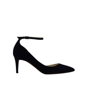 Jimmy Choo Mid Heel Pointed Pumps in Navy Blue Suede