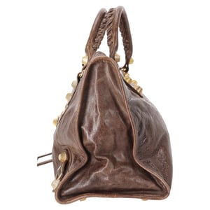 Balenciaga Chevre Giant Gold Motorcycle City Bag in Brown Leather