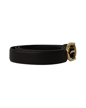 Montblanc riem met gegraveerde gesp in bruin leer
