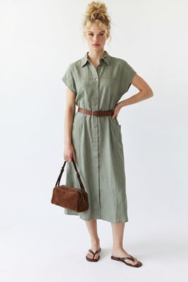 Geveste Midi Overhemdjurk