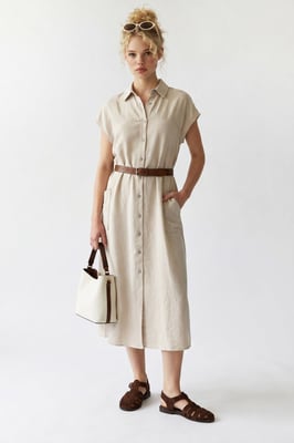 Geveste Midi Overhemdjurk