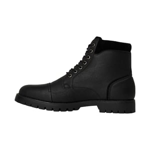 Original Penguin Effen leren combatlaarzen voor heren (Zwart)