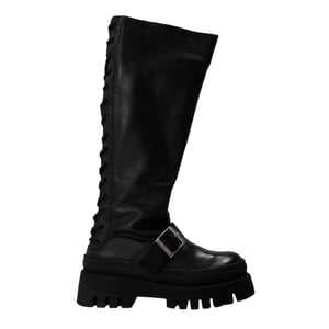 Steve Madden Dam Chez Läder Knähöga Stövlar (Svarta)