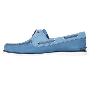 Timberland Klassieke platte bootschoenen voor heren van contrasterend leer (Donkerblauw)