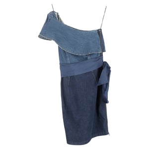 Lanvin mini-jurk met één schouder in blauwe denim
