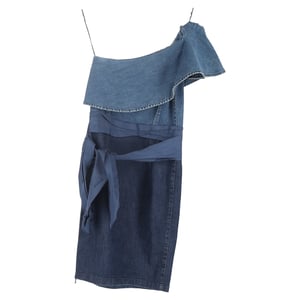 Lanvin mini-jurk met één schouder in blauwe denim