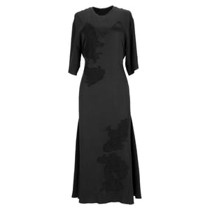 Victoria Beckham midi-jurk met kanten inzetstukken en ceintuur in zwarte viscose