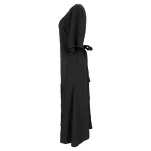 Victoria Beckham midi-jurk met kanten inzetstukken en ceintuur in zwarte viscose