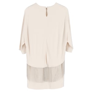 Stella McCartney Krista mini-jurk met cape-effect en franjes in witte viscose