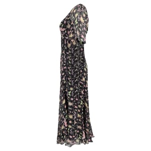 Rode Valentino midi-jurk met V-hals en print in zwarte zijde