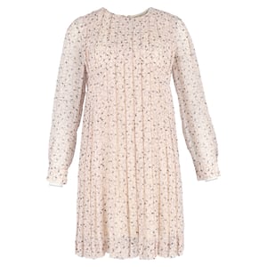 Chloé Plisserad Mönstrad Knälång Klänning i Pastellrosa Polyester