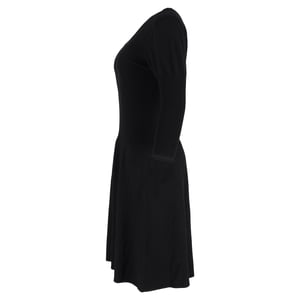 Max Mara midi-jurk met V-hals en 3/4 mouwen in zwarte wol