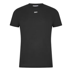 Off White Kortärmad T-shirt för män utan logotyp (Svart)
