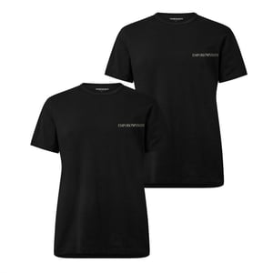 Emporio Armani EA7 Heren-T-shirt met logo en ronde hals (set van 2) (Zwart)