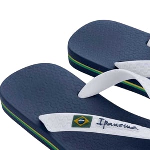 Ipanema Platte teenslippers voor dames met de Braziliaanse vlag (Blauw/Wit)