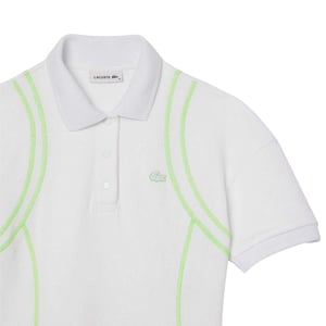 Lacoste Dames Neon Tape Poloshirt Jurk (Wit)