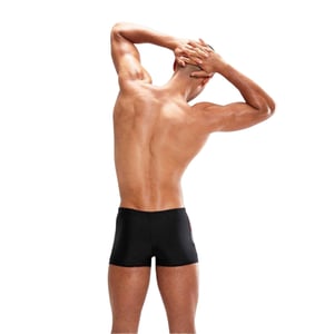 Speedo Geometrische zwembroek voor heren met split (Zwart/Rood)