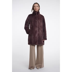 Rino & Pelle single breasted faux fur coat nonna.7002611 10873 chocolate bean
