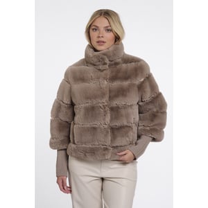 Rino & Pelle jacket with rib cuffs feline.7002611 11100 mocha latte