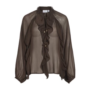 Vila vitiro v-neck l/s flounce top/bfs 14116881 coffee bean