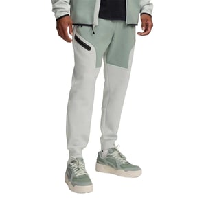 Under Armour Joggingbyxor för män i Unstoppable-fleece med dragkedja och fickor (Grön/Svart)