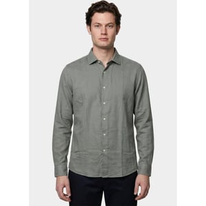 Bos Bright Blue Casual hemd lange mouw linnen shirt 5405.426/356