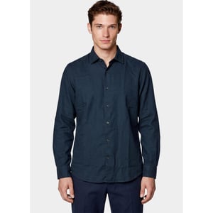 Bos Bright Blue Casual hemd lange mouw linnen shirt 5405.426/208