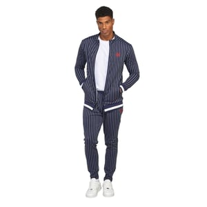 SikSilk Heren Mock Neck Raglan Track Top met lange mouwen (Marine)