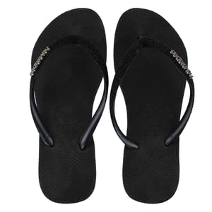 Havaianas Slim Glitter Womens Black Flip-Flops