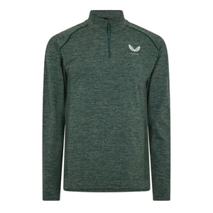 Castore Fleece-top met kwartritssluiting voor heren, met lichaamsgerichte pasvorm (Dennenhout/Grijs)