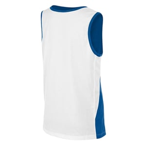 Nike Basketbalshirt voor kinderen met V-hals en zonder mouwen (Koningsblauw/Wit)