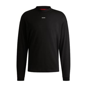 Hugo Heren-T-shirt met hoge kraag en lange mouwen (Zwart)