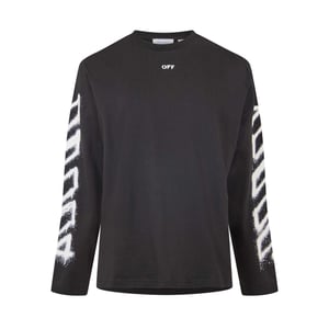 Off White Mens Sleeve Print Long-Sleeved T-Shirt (Black)