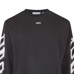 Off White Mens Sleeve Print Long-Sleeved T-Shirt (Black)