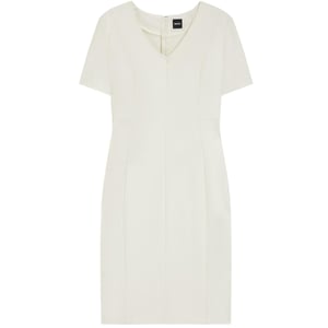 Boss Damaisa midi-jurk met V-hals, smalle pasvorm en korte mouwen voor dames (Wit)