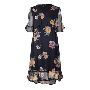 Vero Moda Mo Smilla midi-jurk met V-hals voor dames (Zwart)
